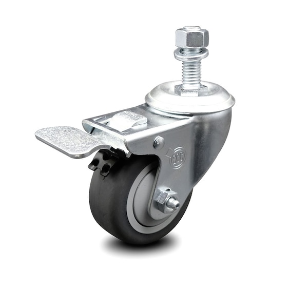 3.5 Inch Thermoplastic Rubber Swivel 12mm Stem Caster with Total Lock Brake